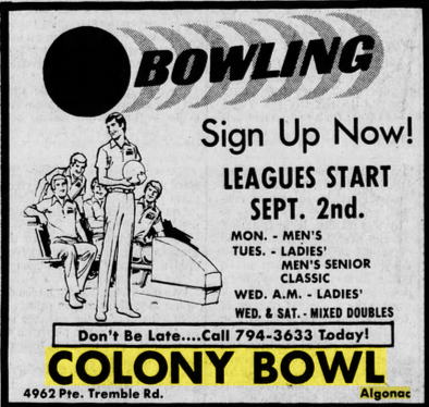 Colony Bowl - March 1974 Ad